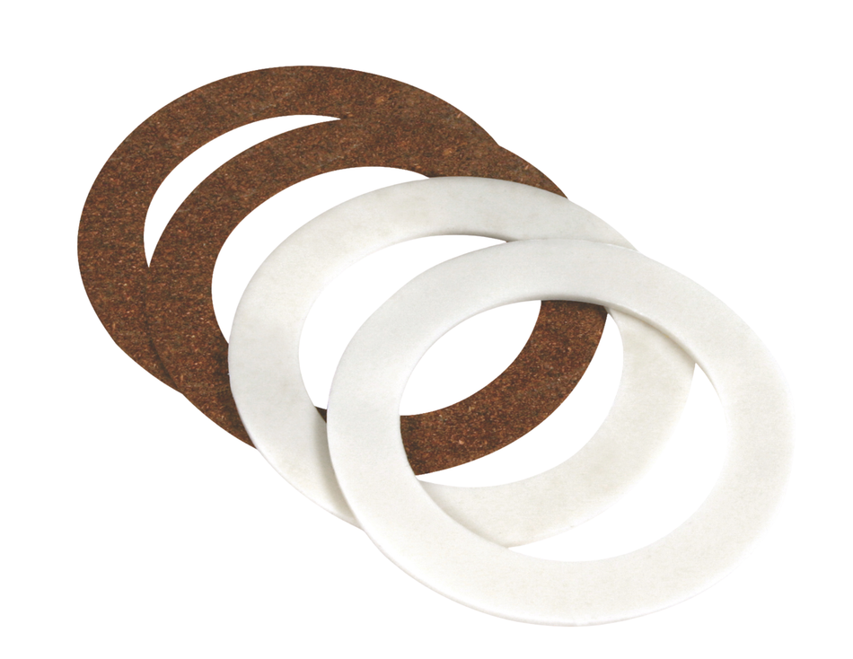 Gaskets Return Fitting set including rubber and cork options for leak-free plumbing seal.