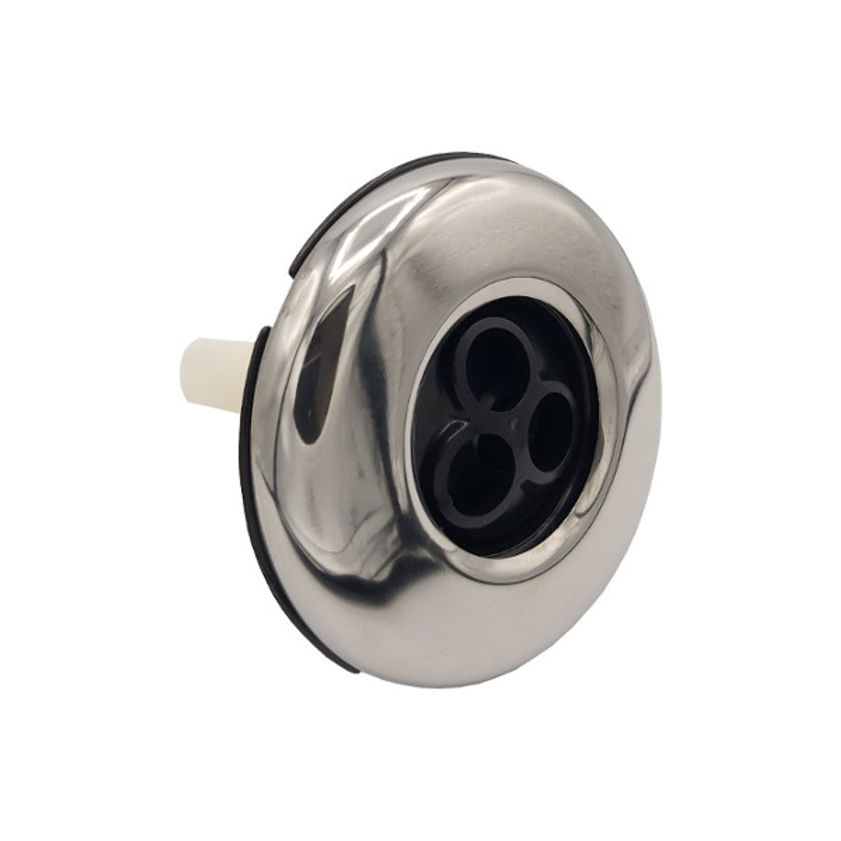 Waterway Threaded Hot Tub Jet 3" - Massage Black/SS with a stainless steel finish and three-hole spinner design.