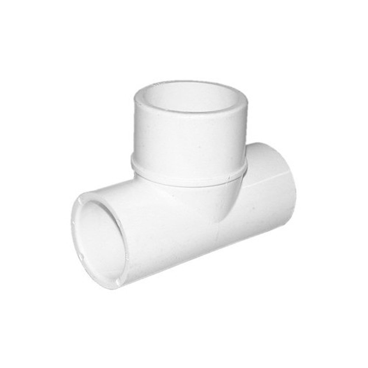 White PVC Tee - 1" Slip x 1" Slip x 1-1/2" Spigot