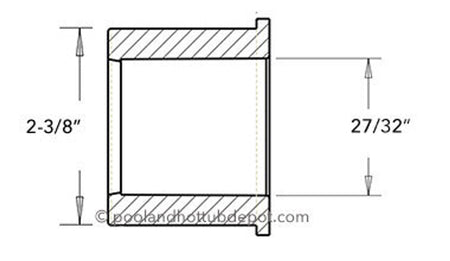 White PVC Reducer Bushing - 2" Spigot x 1/2" Slip