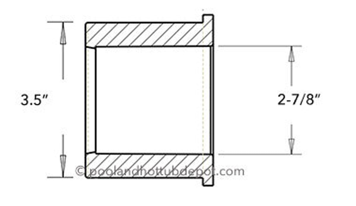 White PVC Reducer Bushing - 3" Spigot x 2-1/2" Slip