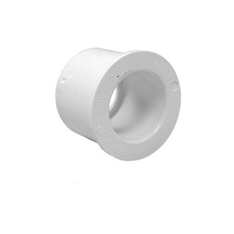 White PVC Reducer Bushing - 1-1/4" Spigot x 1" Slip
