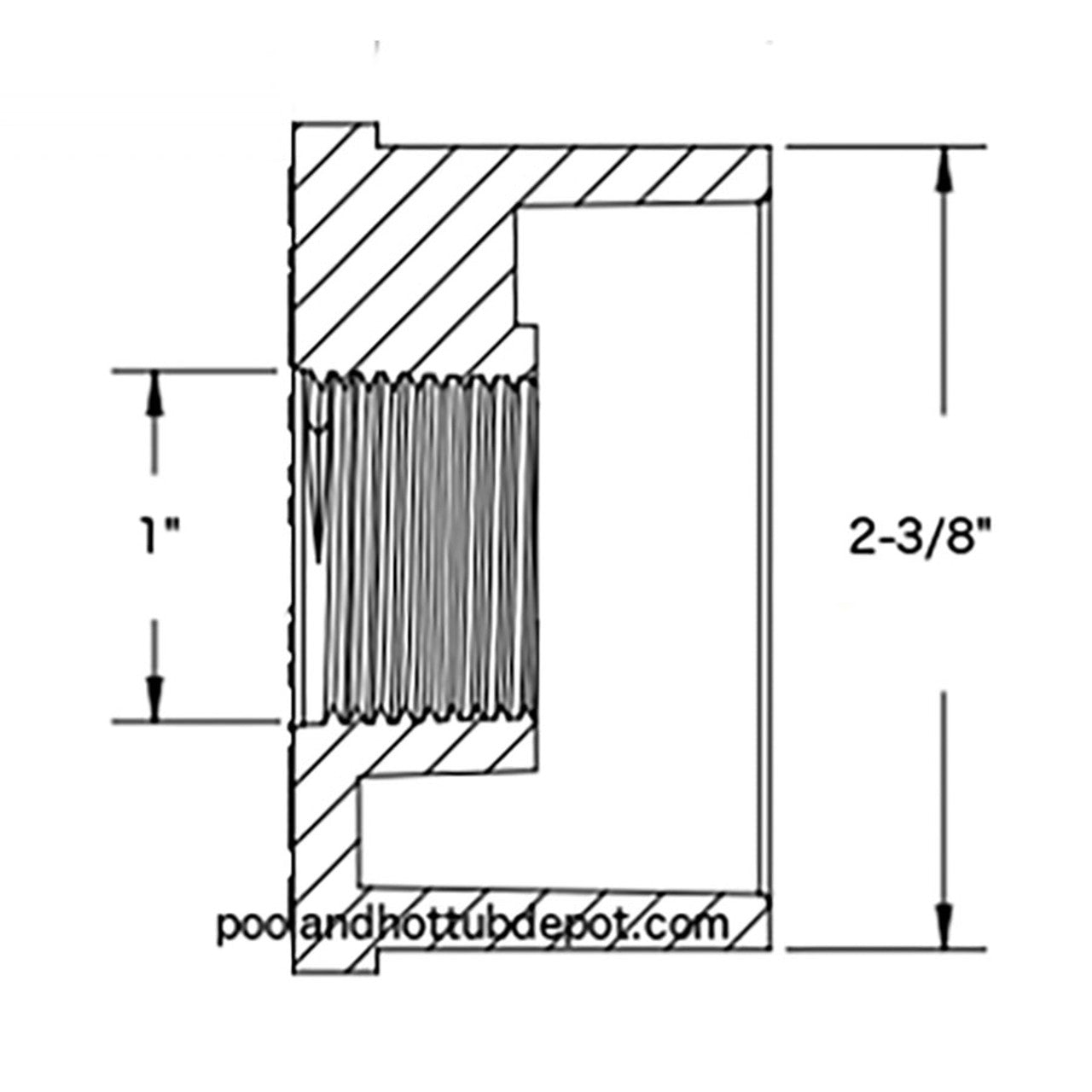 White PVC Reducer Bushing - 2" Spigot x 3/4" FPT