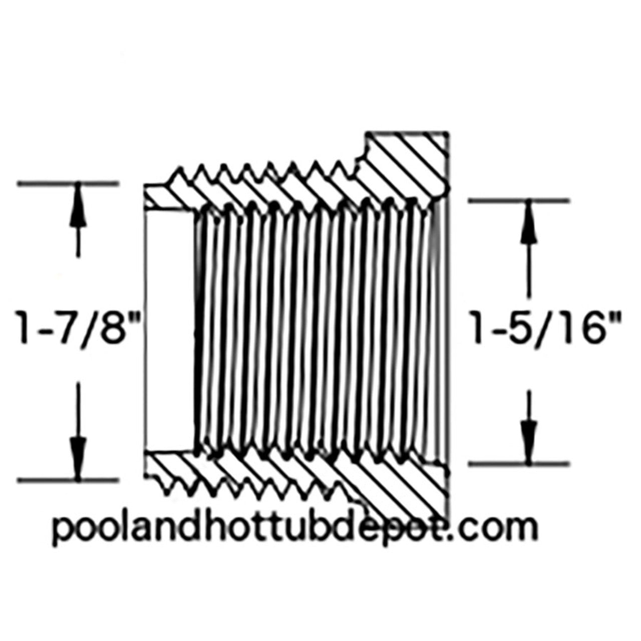White PVC Threaded Bushing - 1-1/2" MPT x 1" FPT