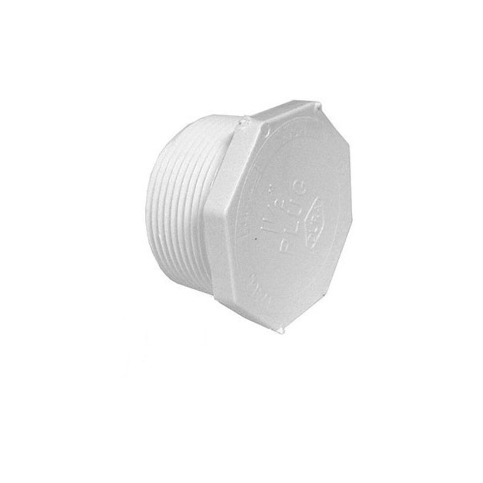 White PVC Plug - 3/4" Male Pipe Thread