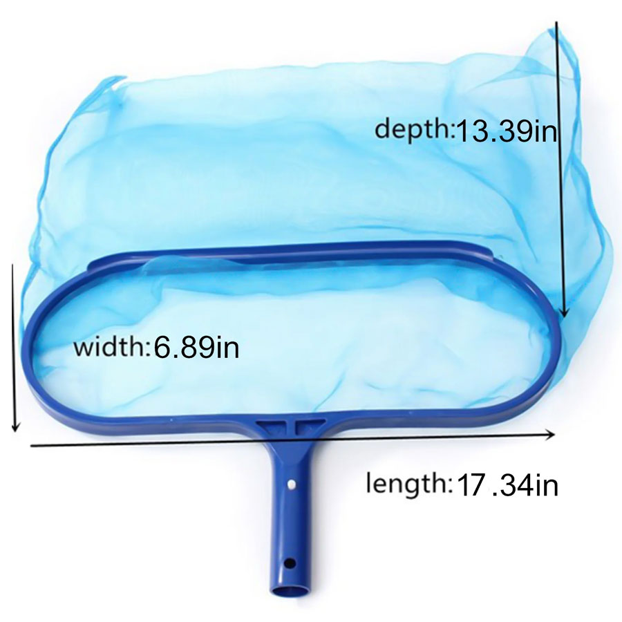 Pool Skimmer Leaf Net labeled dimensions and highlighting.