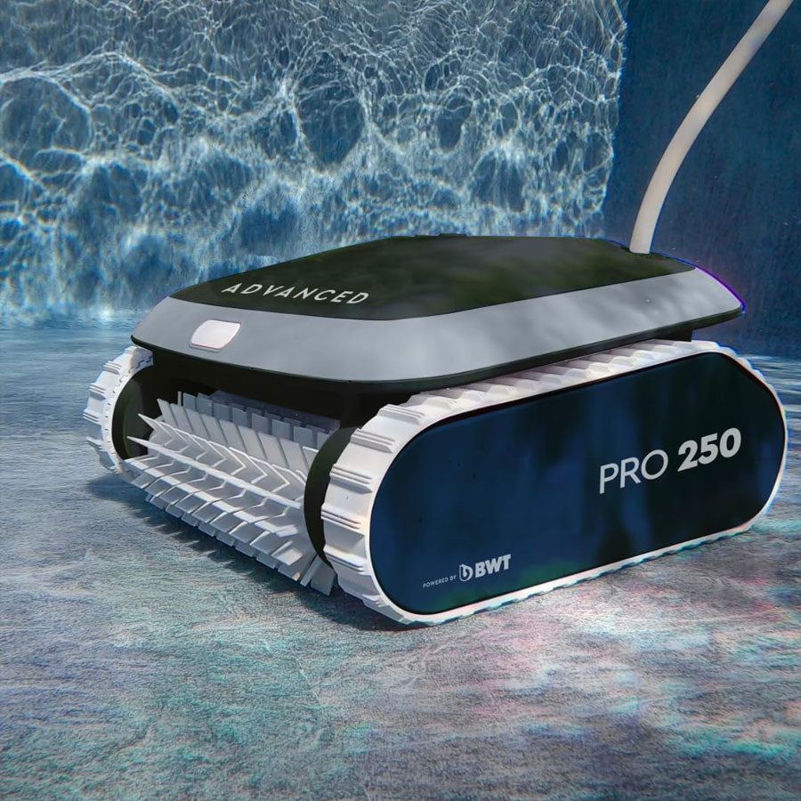 BWT Advance Pro 250 Inground Pool Cleaner demonstrating submersion and operation.