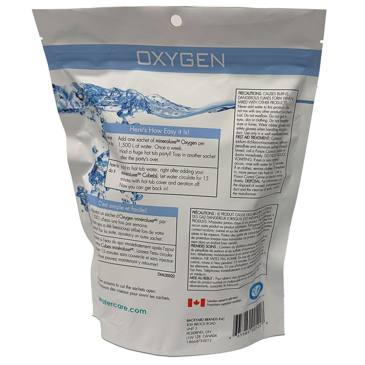 Mineraluxe Oxygen Instructions Back Of Package
