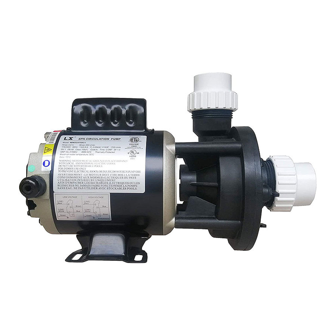 LX hot tub circulation pump LX WTC, 1/15hp, 115v/230v, 48Fr, 1.5"