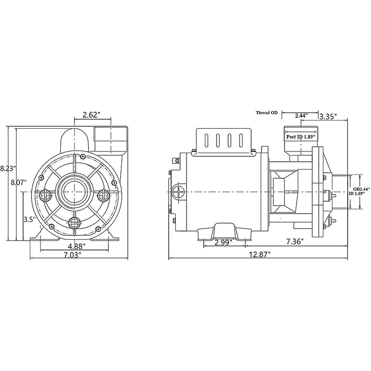 LX hot tub circulation pump LX WTC, 1/15hp, 115v/230v, 48Fr, 1.5"