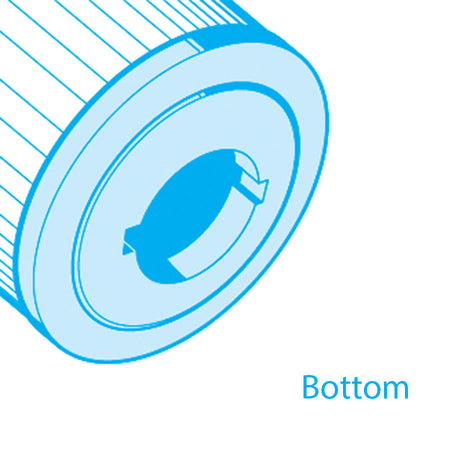 Bottom view of Hot Tub Filter For Vita Spas PVT50 C-8350 pool cartridges showing 2-3/8" open with slots.