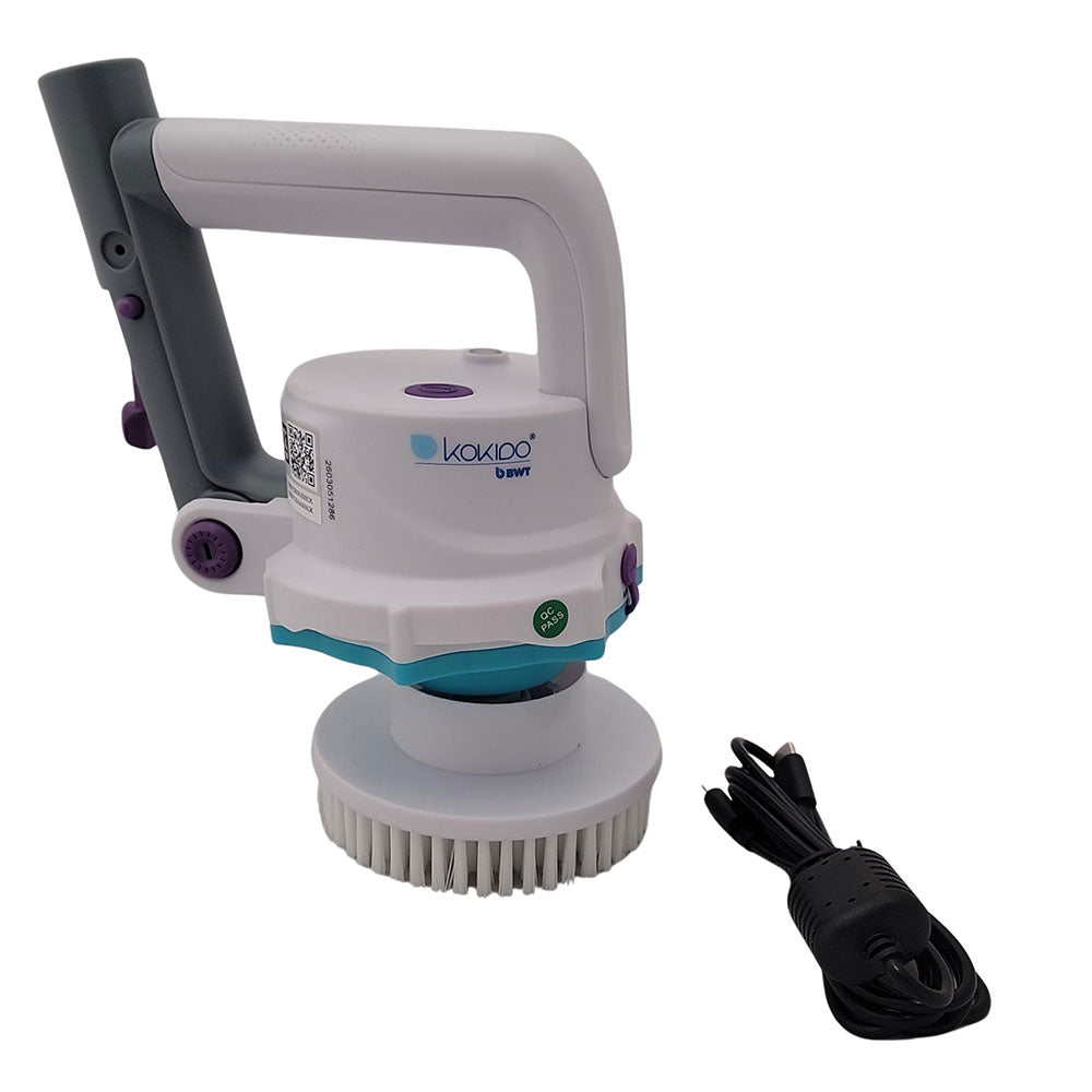 Telsa Scrubby Pool Scrubber by Kokido with rotating brush and power cord for spa and above-ground pool cleaning.