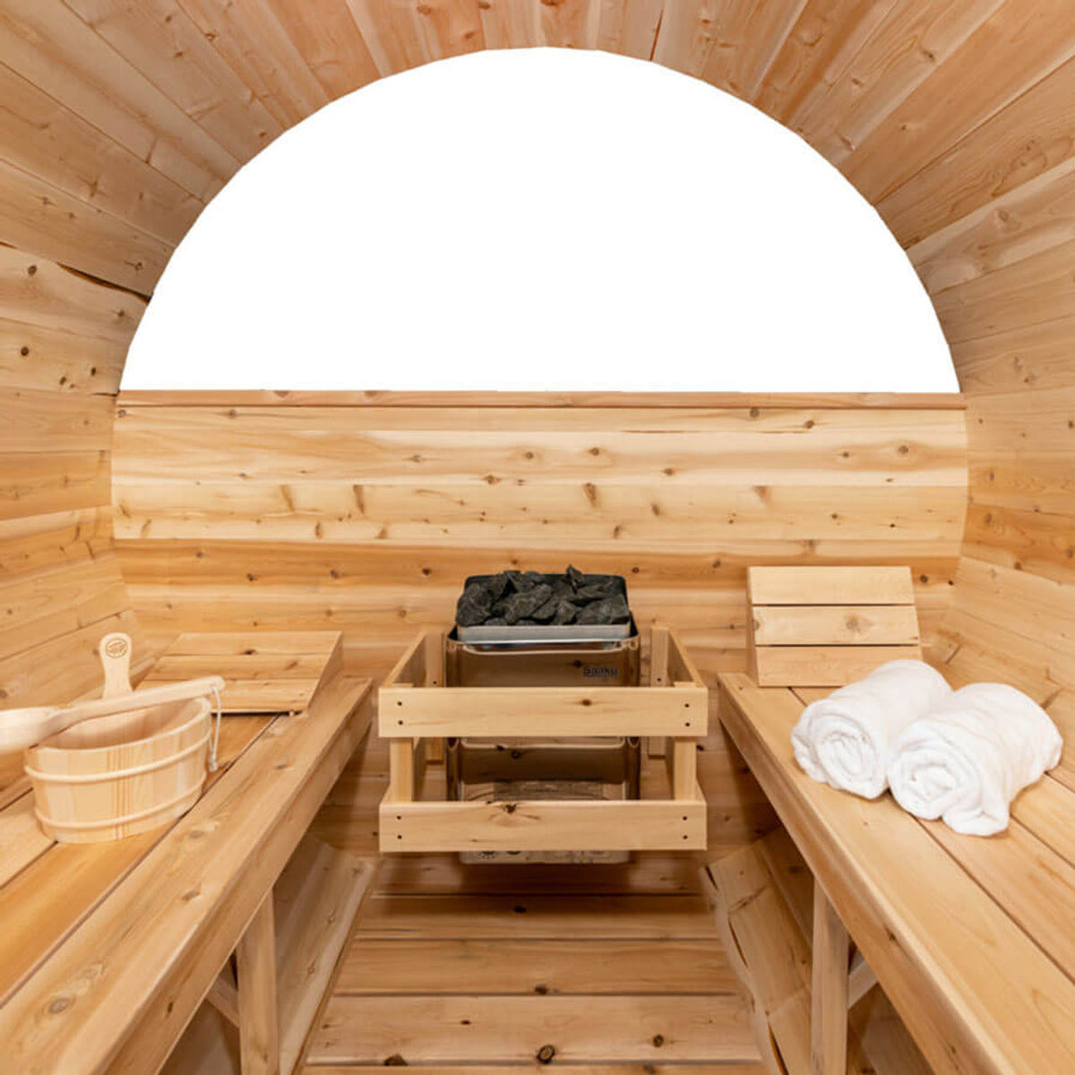 Barrel Sauna With Porch 7' x 7'