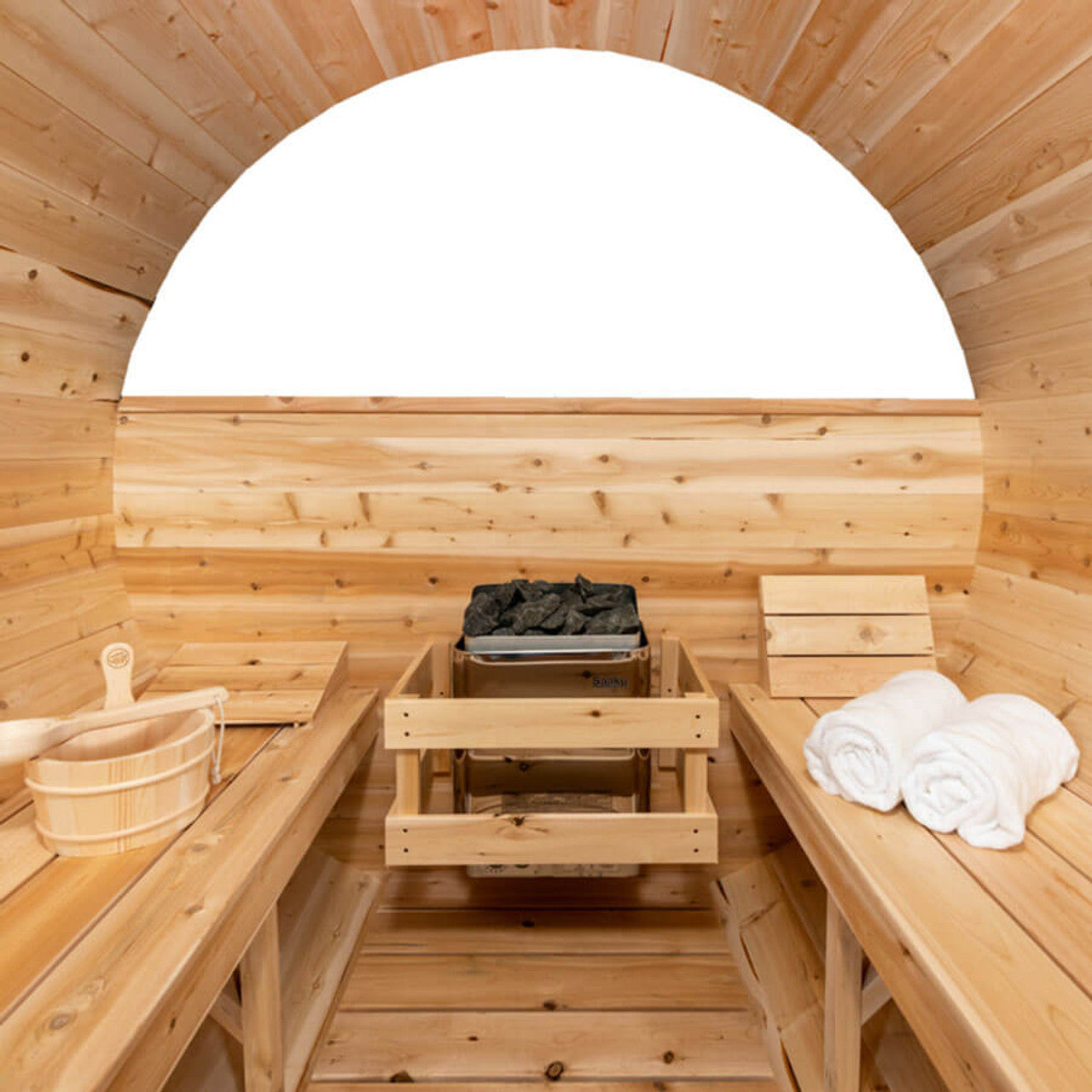 Barrel Sauna With Porch 7' x 7'