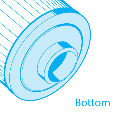 Bottom view of the Filter For Jacuzzi J-200 - 2540-381 showing 1-3/4" SAE male threads.