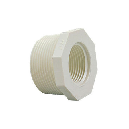 White PVC Threaded Bushing - 1-1/2" MPT x 3/4" FPT