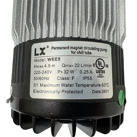 LX-E5 Circulation Pump features and specifications, including model WE5 and performance details for optimal use.